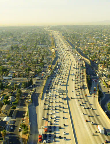 Aerial photography still captured over a Los Angeles location