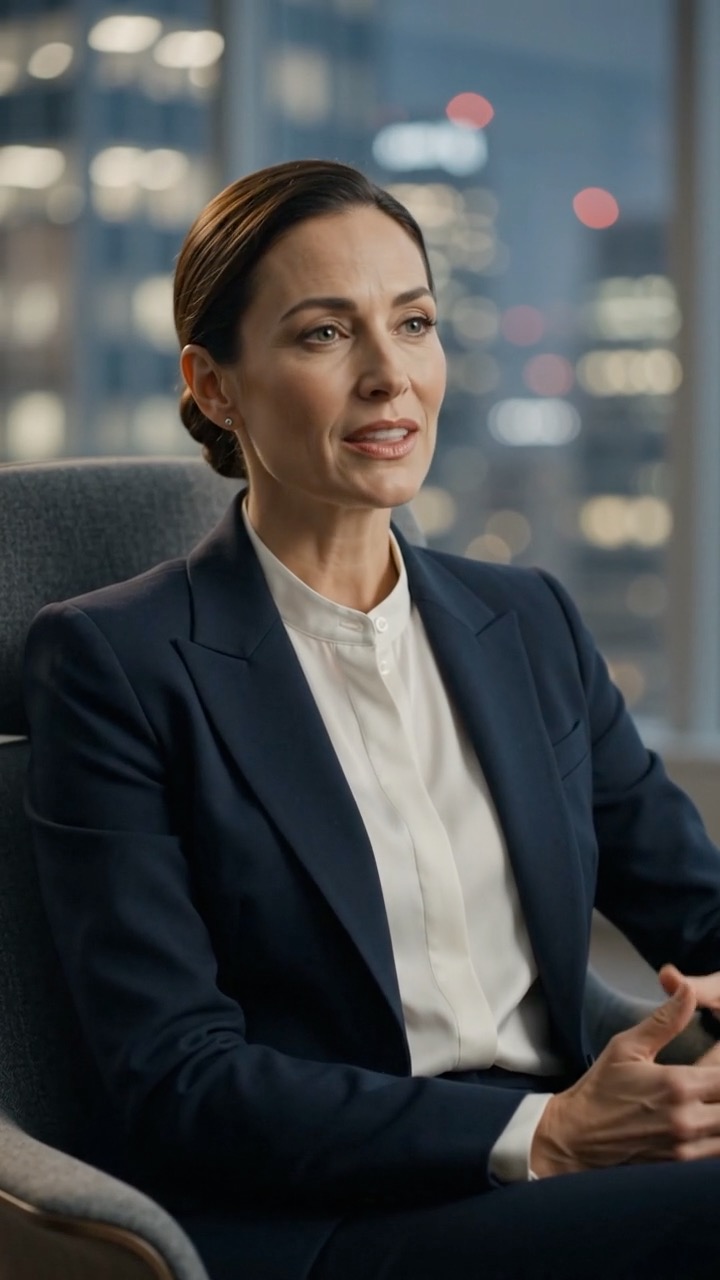 CEO seated for an on-camera interview during a corporate video production